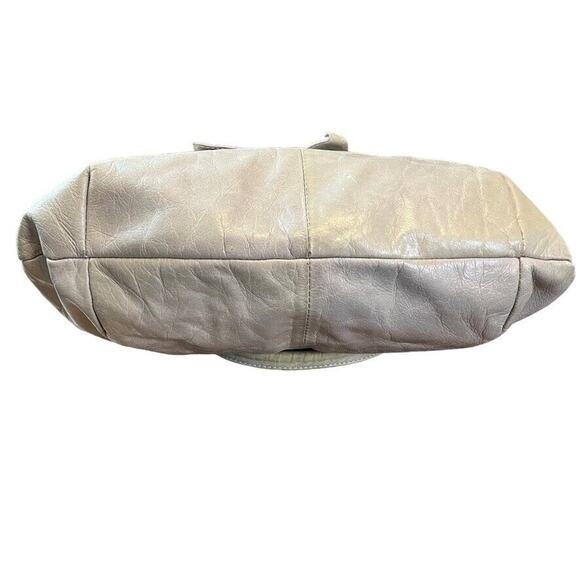 Roberta Gandolfi Womens Gray Handbag Purse Shoulder Bag Satchel Leather Bow - Picture 13 of 16